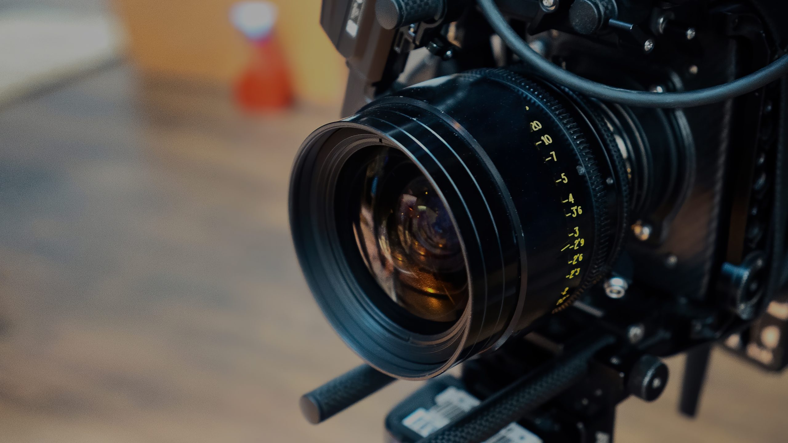 Camera lens on a movie set